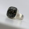 Turritella Fossil Ring: Sterling silver statement ring with cushion shaped turritella agate.