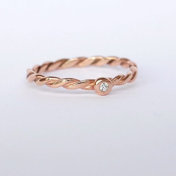 Simple Rose Gold Engagement Ring with White Sapphire